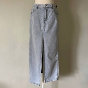 Zara Denim Maxi Skirt Light Wash High Rise Straight Fit Women’s Size M
